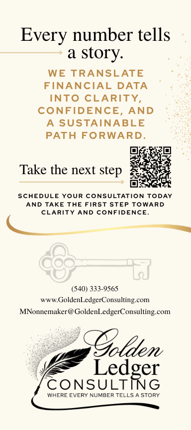 Golden Ledger rack card consultation preview